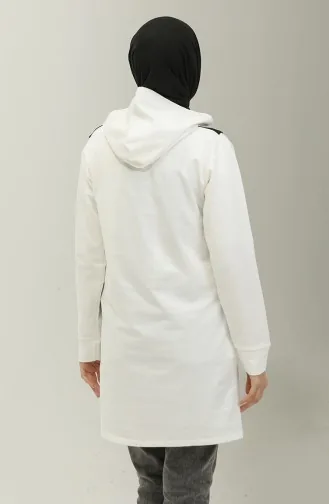 Sweat A Capuche 23109-01 Ecru Noir 23109-01