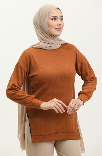 Chain Detailed Tunic 20002-09 Tan 20002-09