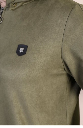 Manteau De Finition En Daim Pour Femmes Grande Taille Long Brodé à Capuche Hijab Pleine Longueur Kaki 8905Abaya 937