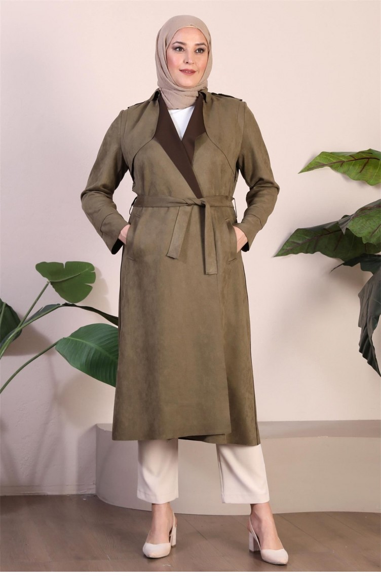 Khaki suede clearance trench coat