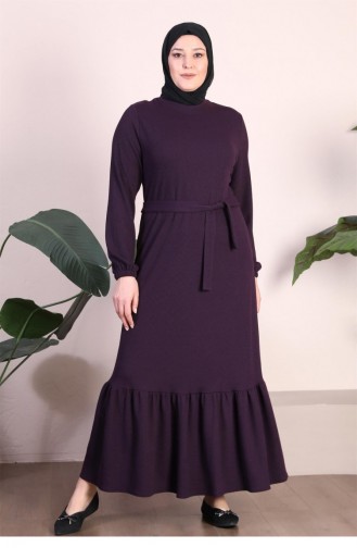 Damen-Kleid Mit Prächtigem Kragen In Übergröße Hijab-Strickkleid Pflaume 8902Abaya 987