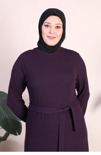 Damen-Kleid Mit Prächtigem Kragen In Übergröße Hijab-Strickkleid Pflaume 8902Abaya 987