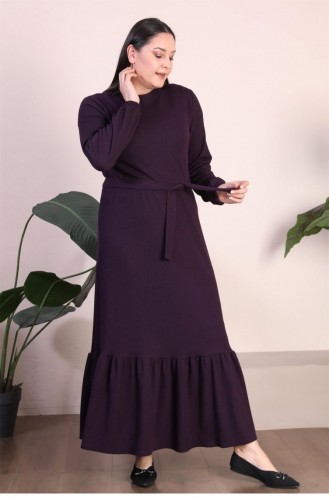 Damen-Kleid Mit Prächtigem Kragen In Übergröße Hijab-Strickkleid Pflaume 8902Abaya 987