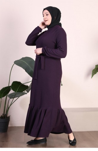 Damen-Kleid Mit Prächtigem Kragen In Übergröße Hijab-Strickkleid Pflaume 8902Abaya 987