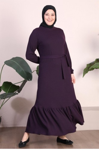Damen-Kleid Mit Prächtigem Kragen In Übergröße Hijab-Strickkleid Pflaume 8902Abaya 987