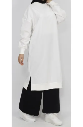 Score 2 Thread Fabric Long Length Basic Sweatshirt 30645-04 Ecru 30645-04