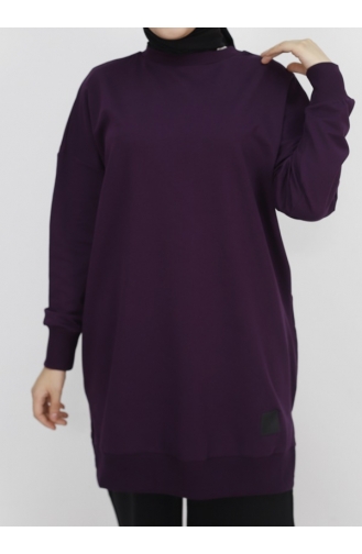 Basic-Tunika-Sweatshirt Aus Zweifädigem Pointe-Stoff 30644-01 Lila 30644-01