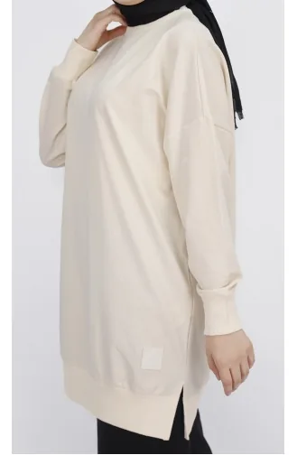 بوانت - سويت شيرت تونيك قماش ذو خيطين 30644-02 لون حجري 30644-02