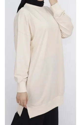 بوانت - سويت شيرت تونيك قماش ذو خيطين 30644-02 لون حجري 30644-02