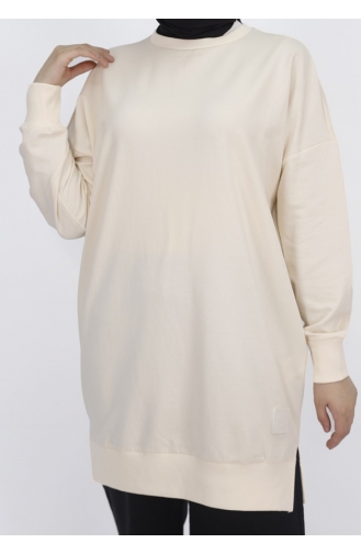 Basic-Tunika-Sweatshirt Aus Zweifädigem Pointe-Stoff 30644-02 Stone 30644-02