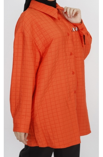 Pointe Quilted Fabric Stone Detailed Jacket Shirt 20565-02 Orange 20565-02