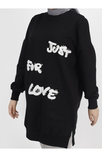 Pointe Front Feather Printed 2 Thread Fabric Sweatshirt 10336-02 Black 10336-02