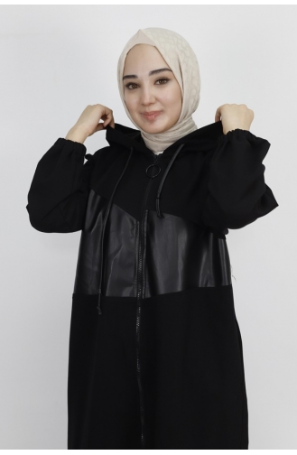 Noktae Scuba Fabric Leather Garnished And Stone Sweatshirt 10365-02 Black 10365-02