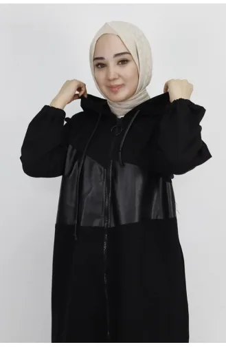 Noktae Scuba Stoff Leder Garniert Und Stein Sweatshirt 10365-02 Schwarz 10365-02