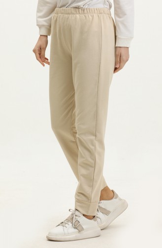 Elastic Waist Sweatpants 23101-12 Beige 23101-12