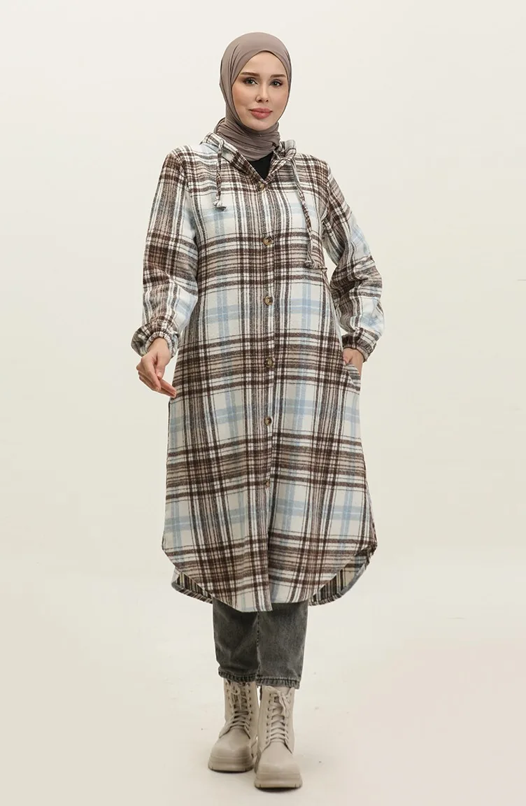 Cape mit Karomuster NZR001B-01 Nerz Ecru 001B-01