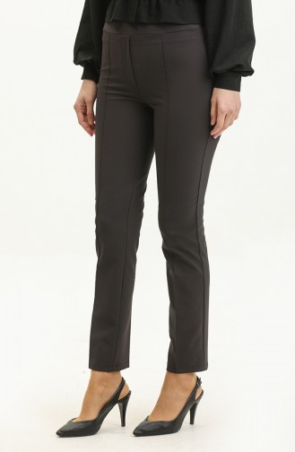 Women`s Bitter Brown Front Patchwork Elastic Waist Trousers 10800-06 Bitter Brown 10800-06