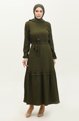 Belgüzar Skirt Gathered Dress NZR003A-05 Dark Green 003A-05