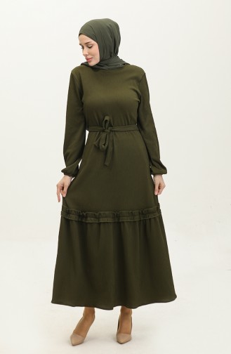 Belgüzar Skirt Gathered Dress NZR003A-05 Dark Green 003A-05