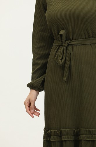 Belgüzar Eteği Büzgülü Elbise NZR003A-05 Koyu Yeşil