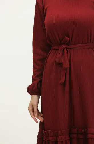 Robe A Ceinture Et Cordon 0261-06 Rouge Claret Foncé 0261-06