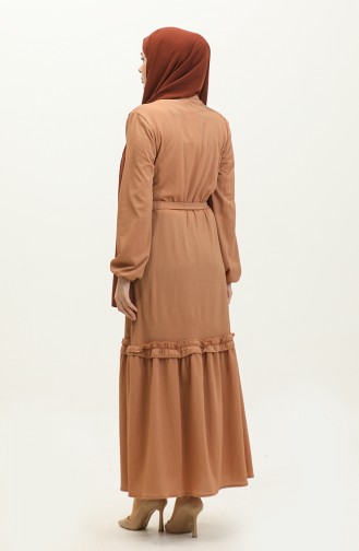 Corded Belted Dress 0261-07 Tan 0261-07