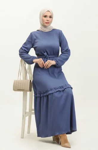Robe A Ceinture Et Cordon 0261-08 Indigo 0261-08