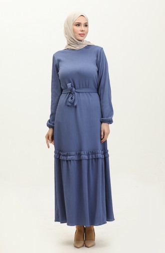 Robe Froncée Jupe Belgüzar NZR003A-08 Indigo 003A-08