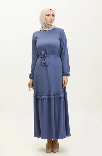 Robe A Ceinture Et Cordon 0261-08 Indigo 0261-08