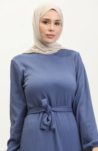 Robe A Ceinture Et Cordon 0261-08 Indigo 0261-08
