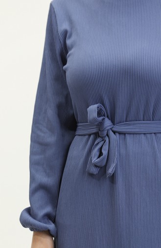 Fitilli Kuşaklı Elbise 0261-08 İndigo