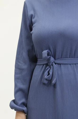 Robe A Ceinture Et Cordon 0261-08 Indigo 0261-08
