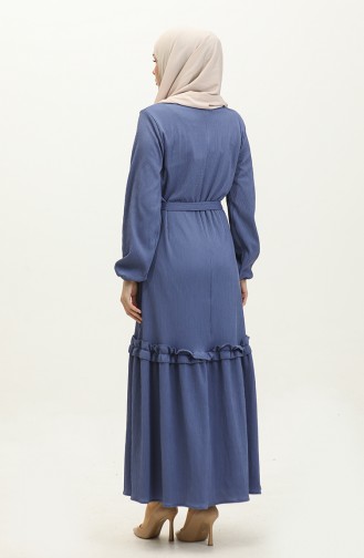 Tailliertes Kleid mit Gürtel 0261-08 Indigo 0261-08