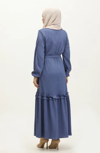Robe A Ceinture Et Cordon 0261-08 Indigo 0261-08