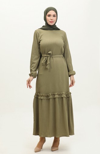 Ribbed Belted Dress 0261-03 Khaki 0261-09