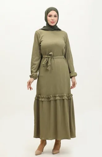 Robe A Ceinture Et Cordon 0261-09 Vert Khaki 0261-09