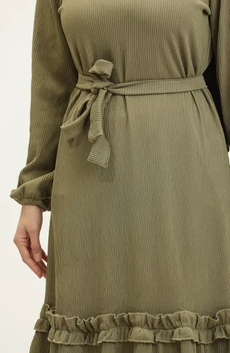Robe A Ceinture Et Cordon 0261-09 Vert Khaki 0261-09