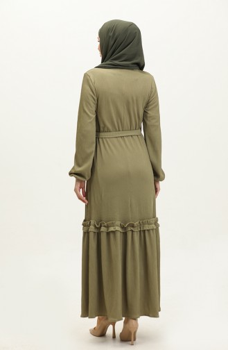 Ribbed Belted Dress 0261-03 Khaki 0261-09