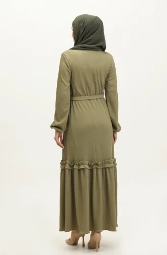 Robe A Ceinture Et Cordon 0261-09 Vert Khaki 0261-09