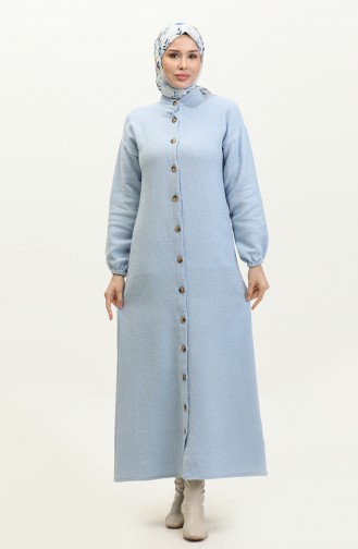 Buttoned Plain Dress 0298-02 İce Blue 0298-02