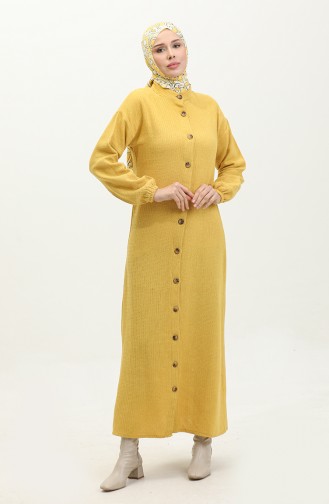 Geknöpftes Schlichtes Kleid 0298-03 Senf 0298-03
