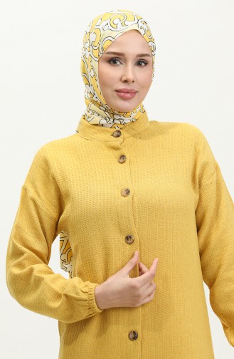 Buttoned Plain Dress 0298-03 Mustard 0298-03