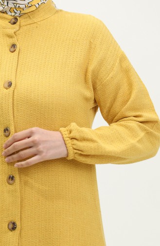 Buttoned Plain Dress 0298-03 Mustard 0298-03