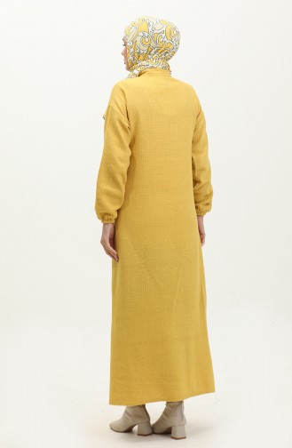 Buttoned Plain Dress 0298-03 Mustard 0298-03