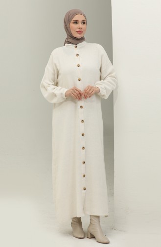 Full-length Buttoned Plain Dress 0298-D-06 Ecru 0298-D-06