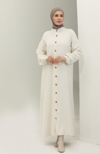 Full-length Buttoned Plain Dress 0298-D-06 Ecru 0298-D-06