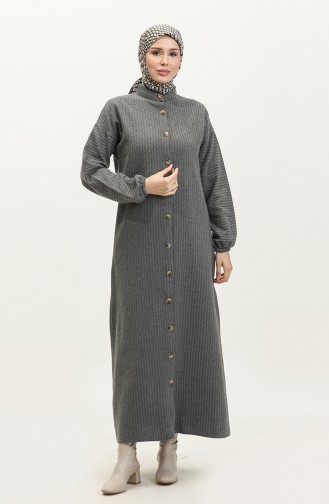 Buttoned Plain Dress 0298-09 Anthracite 0298-09