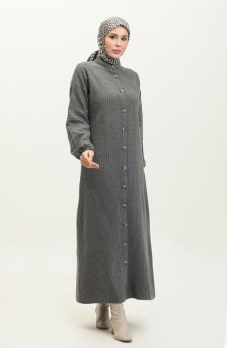 Buttoned Plain Dress 0298-09 Anthracite 0298-09