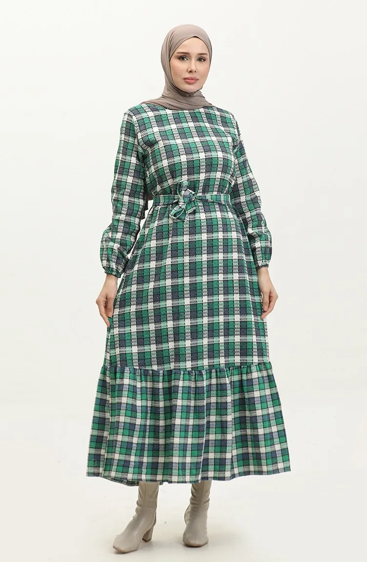 Robe A Motifs Tweed 0292-02 Vert Indigo 0292-02