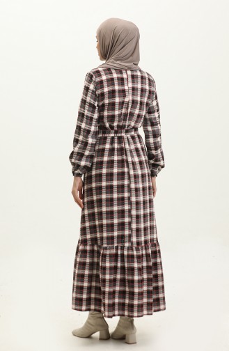 Tweed Plaid Patterned Dress 0292-03 Black Gray 0292-03